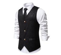 Generic Gilet de costume médiéval pour homme - Imprimé floral - Style gothique et Renaissance - Pour fête, mariage, bal de fin d'année, 2025, Gilets noirs pour homme, L