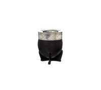 Generic Gourd Imperial Mate Tasse doublée en cuir argentin et virole double nickel argenté, courte, noire