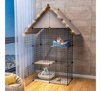 Generic Grand parc pour chat - Niche amovible en fil métallique pour chats et petits chiens - Enclos d'intérieur et d'extérieur avec hamac pour chat