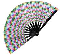 Generic Grand Ventilateur Pliant Rave, Éventail De Mains en Bambou Japonais De Lueur Pliable pour Fête De Danse Festival De Fête Cosplay Club Performance Décorations