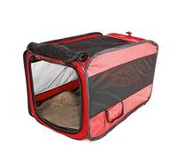 Generic Grande Cage de Transport pour Chat Rouge Pliable et Souple pour Plusieurs Chats avec Doublure Imperméable et Clamp/Holder de Ceinture de sécurité pour les Longs Voyages, Parois en pour Plus de