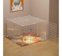 Generic Grande cage d'intérieur pour chat - Parc amovible en métal pour chats et petits chiens - Facile à nettoyer - Pour 1 à 3 chats et furets (75 x 75 x 47 cm)