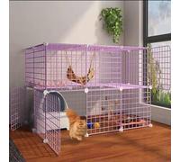 Generic Grande cage pour chat, cage à faire soi-même pour petits animaux, parc intérieur amovible en fil métallique, enclos grand espace d'exercice pliable pour 1 à 4 chats ou lapins, etc. (couleur :