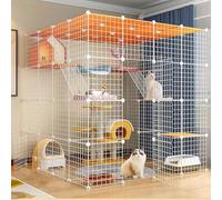 Generic Grande cage pour chat d'intérieur avec toit, enclos pour chaton, design multicouche, facile à assembler, différentes tailles, 2 couleurs, paquet a-109 x 74 x 109 - noir (paquet A, 144 x 144 x