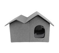 Generic Grande Maison pour Chat Résistante à l'eau, Design fermé, Cachette Pliable, Portable et Confortable pour Chats D'intérieur, Tente Spacieuse pour Une Utilisation Toute L'année (Gris foncé)