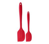 Generic Grattoir en Silicone à Long Manche, Outil de Cuisson Durable Non Toxique pour la Fabrication de Gâteaux et de Desserts-petites et Grandes Tailles Rouge et Noir (Grand + petit rouge)