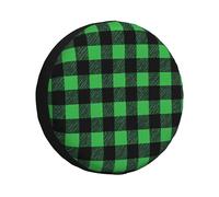 Generic Green Buffalo Housse de pneu de secours universelle résistante aux intempéries et aux UV pour VUS, camping-car, remorque, camping-car, housse de pneu à grille vintage, 35,6 cm