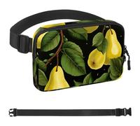 Generic Green Leaves and Yellow Pears-831 Sac banane de style unisexe : sac banane tendance, sac à bandoulière sport fin à la mode pour jogging, randonnée, randonneur, femme, homme, 4 x 23 x 15 cm,