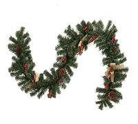 Generic Guirlande de Noël avec Noeuds Rouges Baies et Cônes de Pin Décoration Murale pour Porte et Cheminée Matériau PVC 180cm (black1)