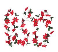 Generic Guirlande de Poinsettia de Noël, Vigne Florale Réaliste pour Centre de Table, Guirlande de Fleurs de Noël Ignifuge de 5,7 Pieds pour Décoration de Fête d'anniversaire de (Rouge)