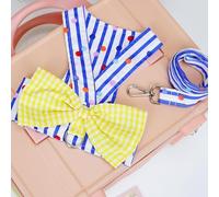 Generic Harnais et Laisse pour Chien, Harnais de Robe pour Chien, Respirant, élégant, Décor de Nœud Doux, Boucle en Métal Dénudée pour l'été (S)