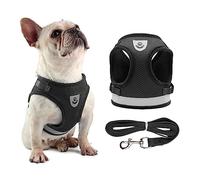 Generic Harnais pour Chien à Rayures Réfléchissantes et Respirantes, Ensemble de Laisse en Maille, Réglable, à Port Rapide, Respirant, pour Promener Le Chien, Gilet pour Petits, Chiot, Rouge/Gris/L