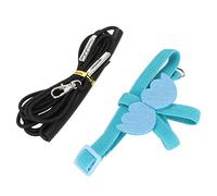 Generic Harnais pour Oiseaux, Laisse élastique, Corde d'entraînement au Vol, Sangles en Soie et Latex Légères, Poignée Sûre et Confortable pour Les Promenades en Plein Air et Les Voyages (Blue)