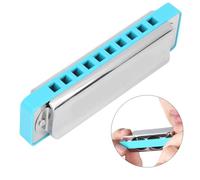 Generic Harpe Harmonica Blues 10 Trous avec Tube en Bronze Phosphoreux et Base en Laiton pour la Performance et la Pratique, Noir/blanc/orange/bleu (BLUE)