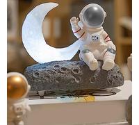 Generic Haut-Parleur D'astronaute, Lumière LED sans Fil, Radio FM, Lampe de Nuit, Son Stéréo pour Un Festin Visuel et Auditif (Silver)