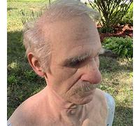 Generic Headgear Halloween Old Man, Casque en Silicone adapté à la Taille des Adultes, à Base de Silicone en Platine, pour une Expérience Réaliste, avec un Matériau Ultraflexible et un (Couleur