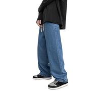Generic Homme Jeans Baggy pour Skateboard, Bleu Marine, Taille élastique, XL, Large, Lâche, Décontracté, Mode Harajuku, Pantalon Droit avec Cordon de Serrage, Lavage en Machine, Séchage Rapide