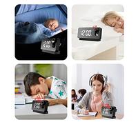 Generic Horloge LED, Projection d'alarme d'éloge de Réveil pour les Chambres Double Alarmes Timer de Sommeil, Projecteur Rotatif 180 °