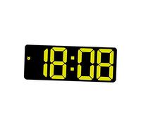 Generic Horloge murale numérique avec date et calendrier de température 12H 24H Tableau d'affichage Gradateur LED Réveil pour Bureau Maison Adulte Salon, JAUNE
