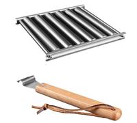 Generic Hot Dog Roller Saucisse Rouleau à saucisses en acier inoxydable Rack avec poignée en bois Hot Dog Grill Roller 5 Hot Dog Capacité pour griller