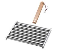 Generic Hot Dog Roller Saucisse Rouleau à saucisses en acier inoxydable Rack avec poignée en bois Hot Dog Grill Roller 5 Hot Dog Capacité pour griller