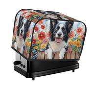 Generic Housse de grille-pain à 2 tranches avec imprimé chien Border Collie - Anti-poussière - Compatible avec la plupart des grille-pain standard et des machines à pain