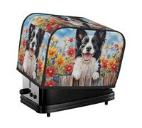 Generic Housse de grille-pain à 2 tranches avec imprimé chien Border Collie - Anti-poussière - Compatible avec la plupart des grille-pain standard et des machines à pain