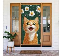 Generic Housse de porte de bienvenue avec imprimé chats mignons 185 x 90 cm Décorations saisonnières pour porte d'entrée, mur, porche