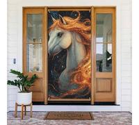 Generic Housse de porte de bienvenue avec imprimé cheval - 185 x 90 cm - Décorations saisonnières pour porte d'entrée, mur, porche