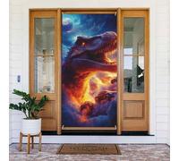 Generic Housse de porte de bienvenue avec imprimé dinosaure fou - 185 x 90 cm - Décorations saisonnières pour porte d'entrée, mur, porche