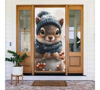 Generic Housse de porte de bienvenue avec imprimé écureuils mignons 185 x 90 cm Décorations saisonnières pour porte d'entrée, porche