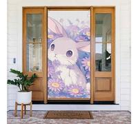 Generic Housse de porte de bienvenue avec imprimé fleur de lapin 185 x 90 cm Décoration saisonnière pour porte d'entrée, porche