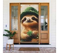 Generic Housse de porte de bienvenue avec imprimé paresseux de la Saint-Patrick - 185 x 90 cm - Décorations saisonnières pour porte d'entrée, porche