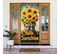 Generic Housse de porte de bienvenue Hello Sunshine 185 x 90 cm Décorations saisonnières pour porte d'entrée, mur de porche