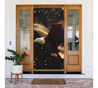 Generic Housse de porte de bienvenue imprimée aigle à tête blanche 185 x 90 cm Décorations saisonnières pour porte d'entrée, mur, porche