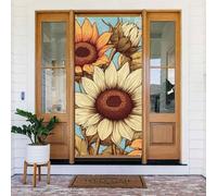 Generic Housse de porte de bienvenue imprimée tournesol 185 x 90 cm Décorations saisonnières pour porte d'entrée, mur, porche