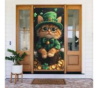 Generic Housse de porte de bienvenue pour la Saint-Patrick - 185 x 90 cm - Décorations saisonnières pour porte d'entrée, porche
