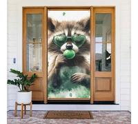 Generic Housse de porte de bienvenue pour la Saint-Patrick - Motif raton laveur - 185 x 90 cm - Décorations saisonnières - Toile de fond pour porte d'entrée, mur, porche