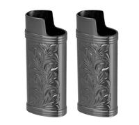 Generic Housse de Protection pour Briquet en Alliage de Zinc Floral 3D Rétro Vintage pour la Famille et Les Amis 2 Pièces (Black)