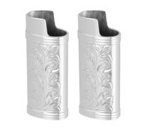 Generic Housse de Protection pour Briquet en Alliage de Zinc Floral 3D Rétro Vintage pour la Famille et Les Amis 2 Pièces (Silver)