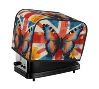 Generic Housse de protection pour grille-pain à 2 tranches avec motif drapeau britannique et papillon compatible avec la plupart des grille-pain standard, petits appareils de cuisine, machine à pain