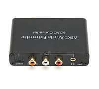 Generic Interface Multimédia HD Extracteur D'ARC Convertisseur Analogique Numérique Sortie RL Prise Casque 3,5 Mm pour DVD HDTV, Alliage D'aluminium Noir, adapté aux Consoles de Jeux