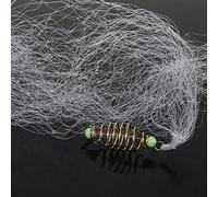 Generic Jetez Un Filet pour Les Appâts de Pêche, 4pcs Copper Spring Fishing Piège en Filet avec des Perles Lumineuses Accessoires de Pêche à Net pour la Nocturne (7 Mailles)