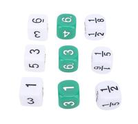 Generic Jeu de Dés à Fractions, 30 Pièces, Idéal pour Les Jeux de société et l'enseignement des Mathématiques, Dés en Plastique Blanc Vert de 16mm