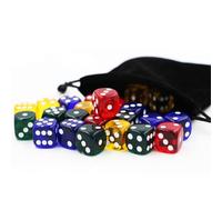 Generic Jeu de Dés Arrondis en Acrylique, 24 Pièces, Dés Translucides Vibrants à 6 Faces pour L'éducation Mathématique et Les Jeux Familiaux, 16mm (16mm)