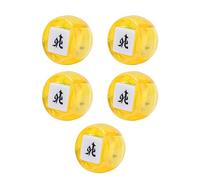Generic Jeu de Dés Mahjong 5 Pièces pour Jeux de société Enseignement avec Caractères Chinois Matériau Léger et Durable (Jaune Brillant)