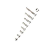 Generic Jeu de Vis à Douille Hexagonale en Acier Inoxydable A2, 300 Pièces, pour Appareils Industriels et Ménagers, 8 Tailles Courantes avec écrous pour les Inventions de Bricolage (C : Tête plate)