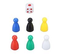 Generic Jeu D'échecs 6 Couleurs et Jeu de Dés à 6 Faces, Matière Plastique Durable, 30 Pièces D'échecs et 5 Dés de, Parfait pour Jouer à des Jeux et Enseigner Les Mathématiques, Petite Taille pour