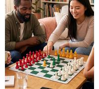 Generic Jeu D'échecs à Quatre Joueurs, Jeu éducatif Durable de qualité Supérieure pour Les Réunions de Famille, Tapis en Caoutchouc de 35cm, 64 Pièces (49mm)