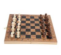 Generic Jeu D'échecs en Bois 3 en 1, Jeu de société éducatif Portable pour Enfants et Adultes, Couleur Bois 532g
